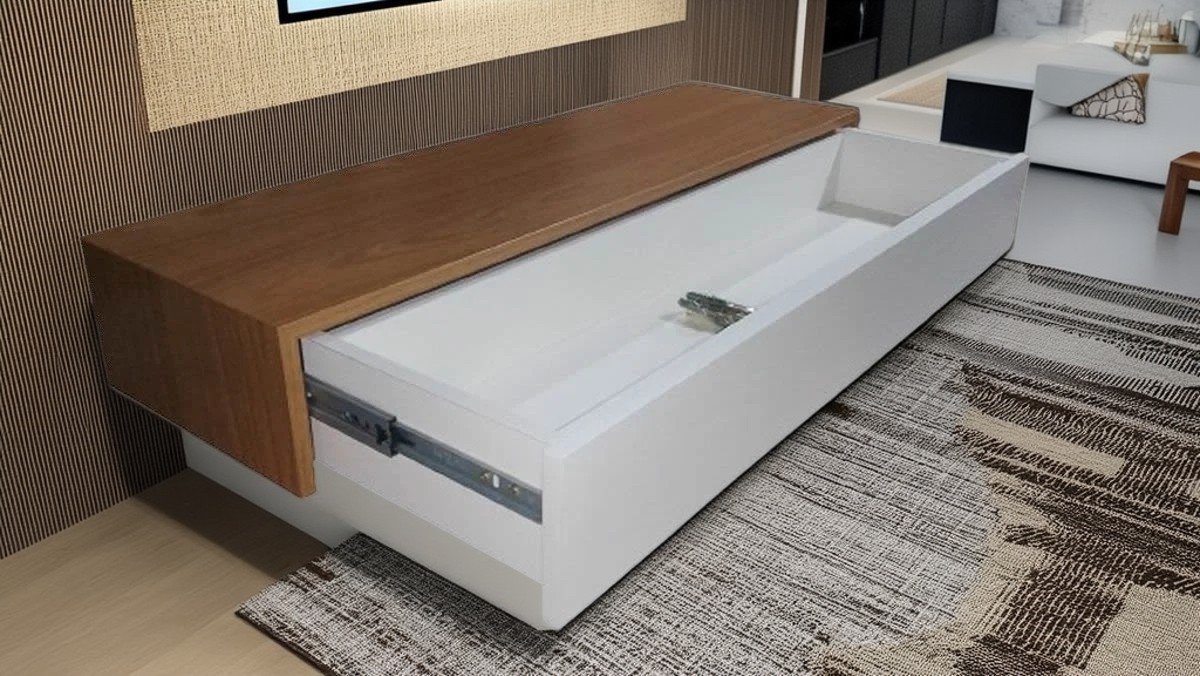 aparador uma gaveta freijó com branco 115x30x30 e regua com 20cm