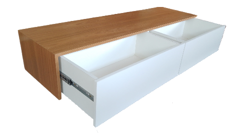 aparador suspenso com duas gavetas freijó/branco120x40x20