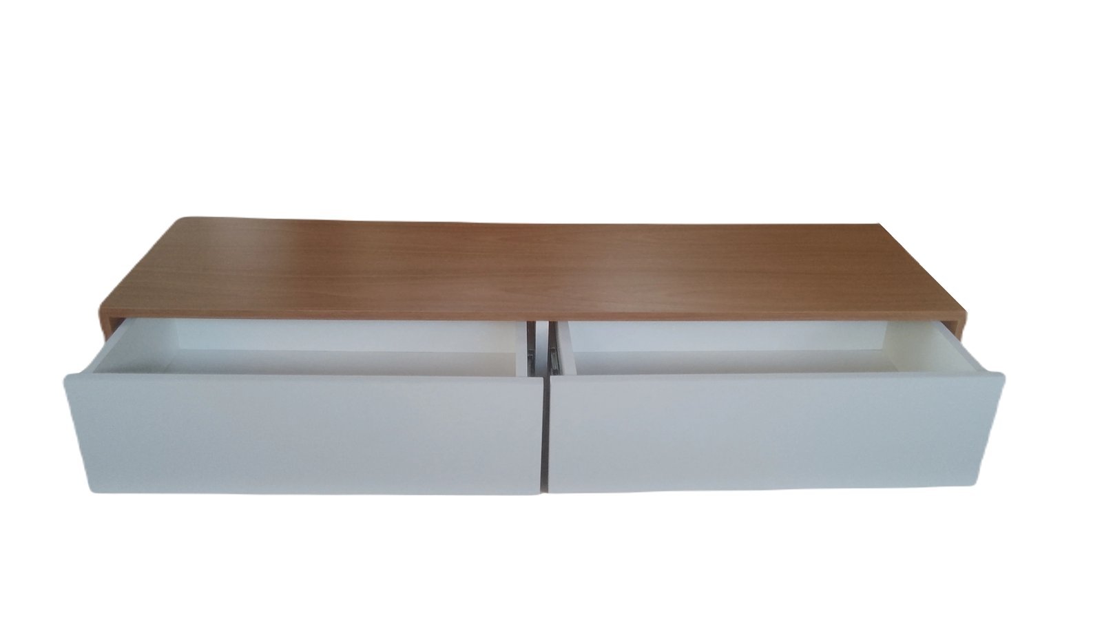 aparador suspenso com duas gavetas freijó/branco130x45x20