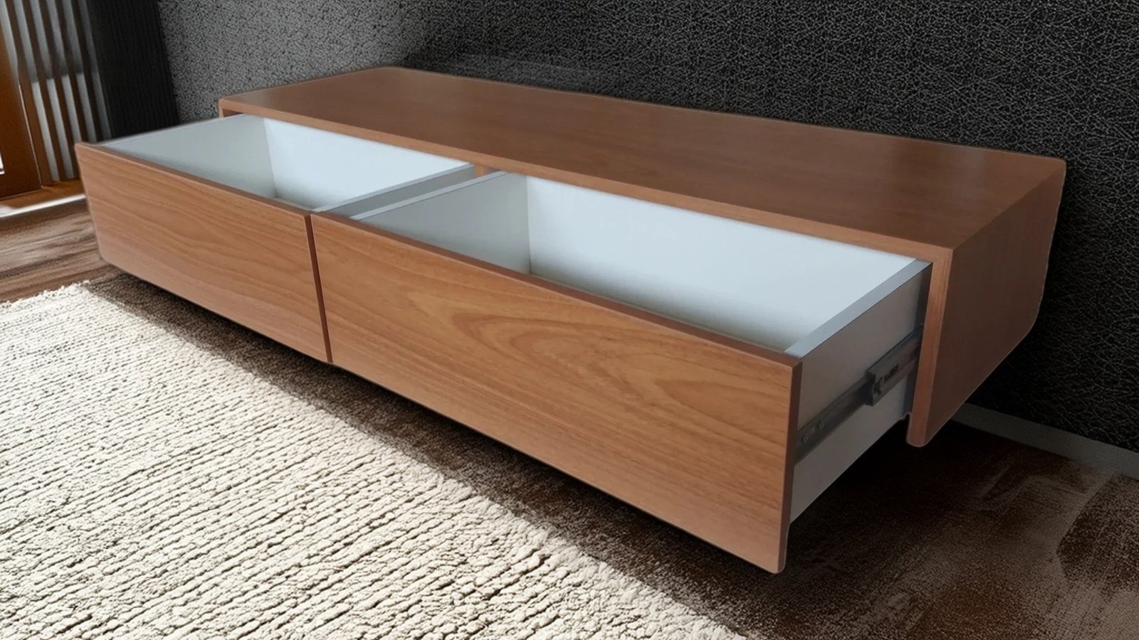 bancada suspensa buffet hall mdf duas gavetas 100x30x15