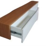 aparador suspenso com duas gavetas freijó/branco 120x20x20