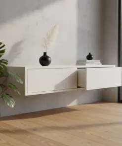 bancada suspensa com gavetas off white